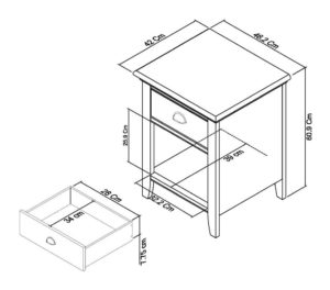 genoa 1 drawer dimensions