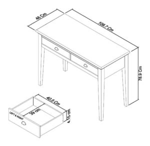 Genoa dressing table Dimensions
